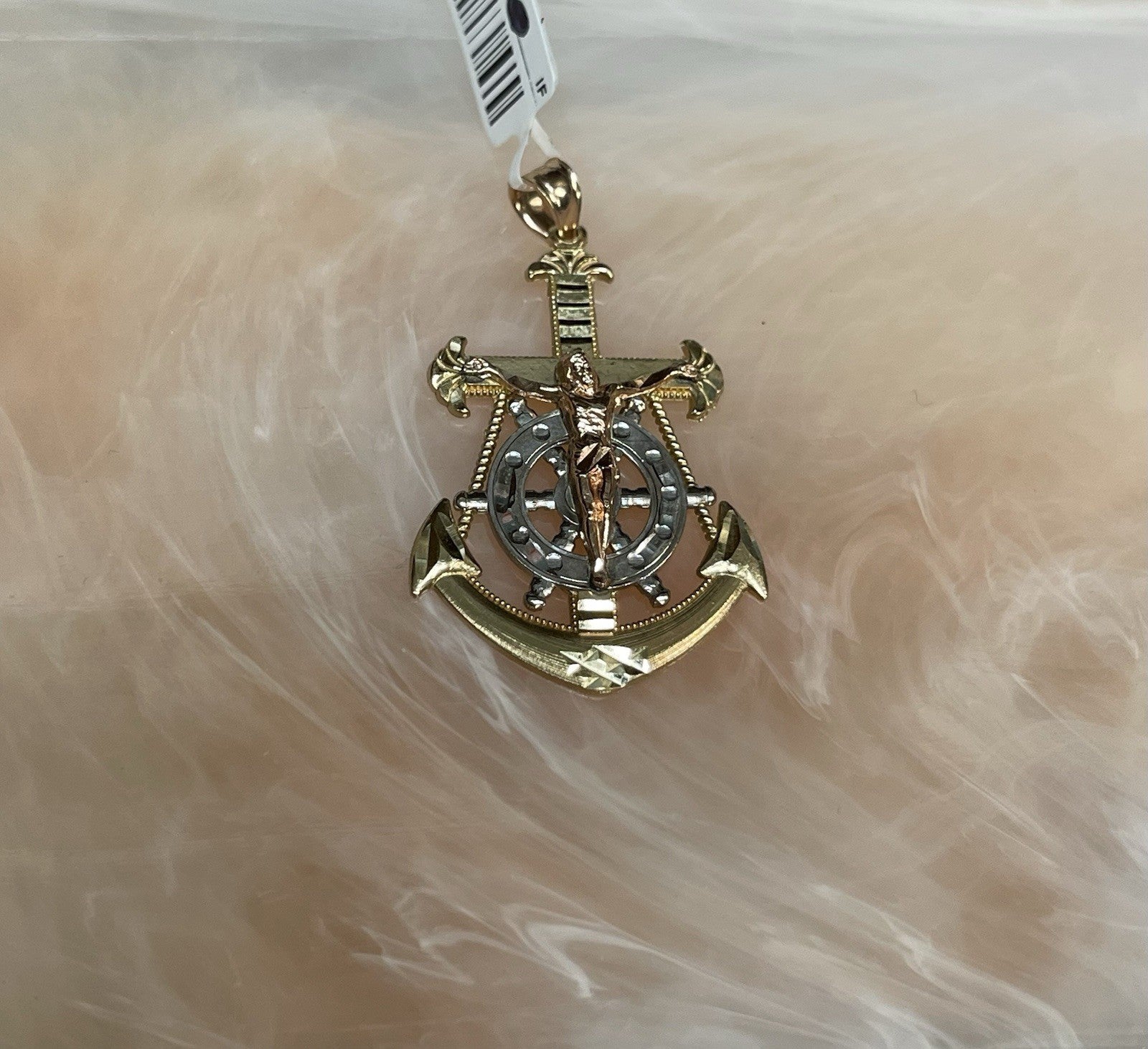 10K Tri-Color Gold Jesus Crucifix
