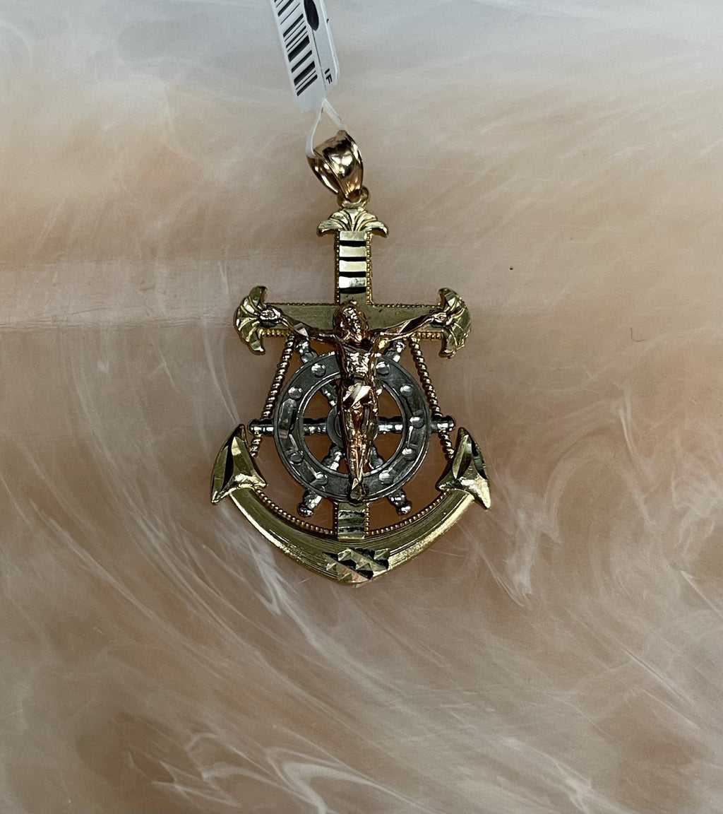 10K Tri-Color Gold Jesus Crucifix