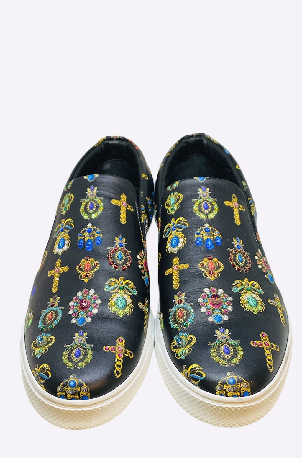 Versace Black Jewelry Print Slip-On