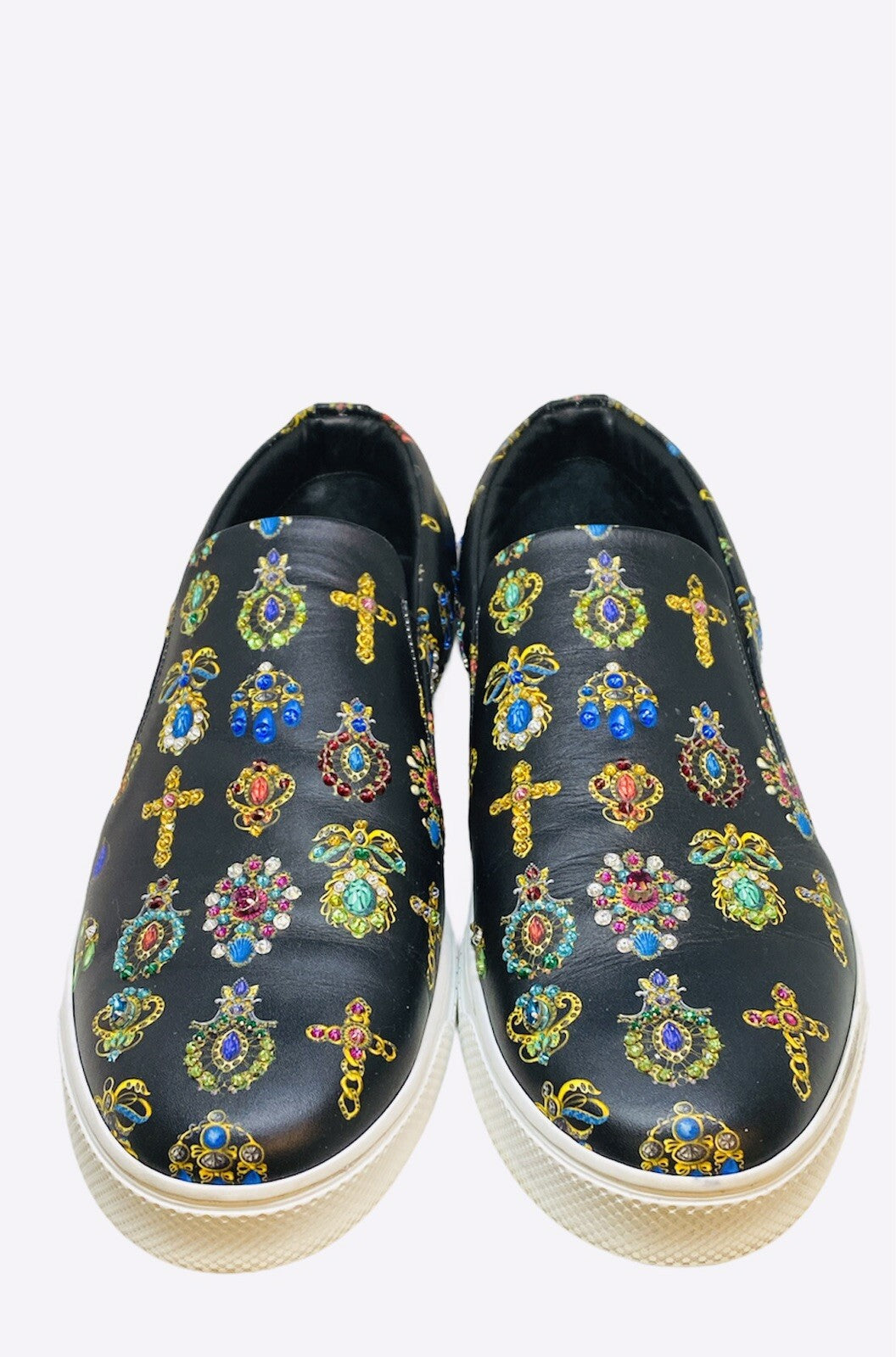 Versace Black Jewelry Print Slip-On