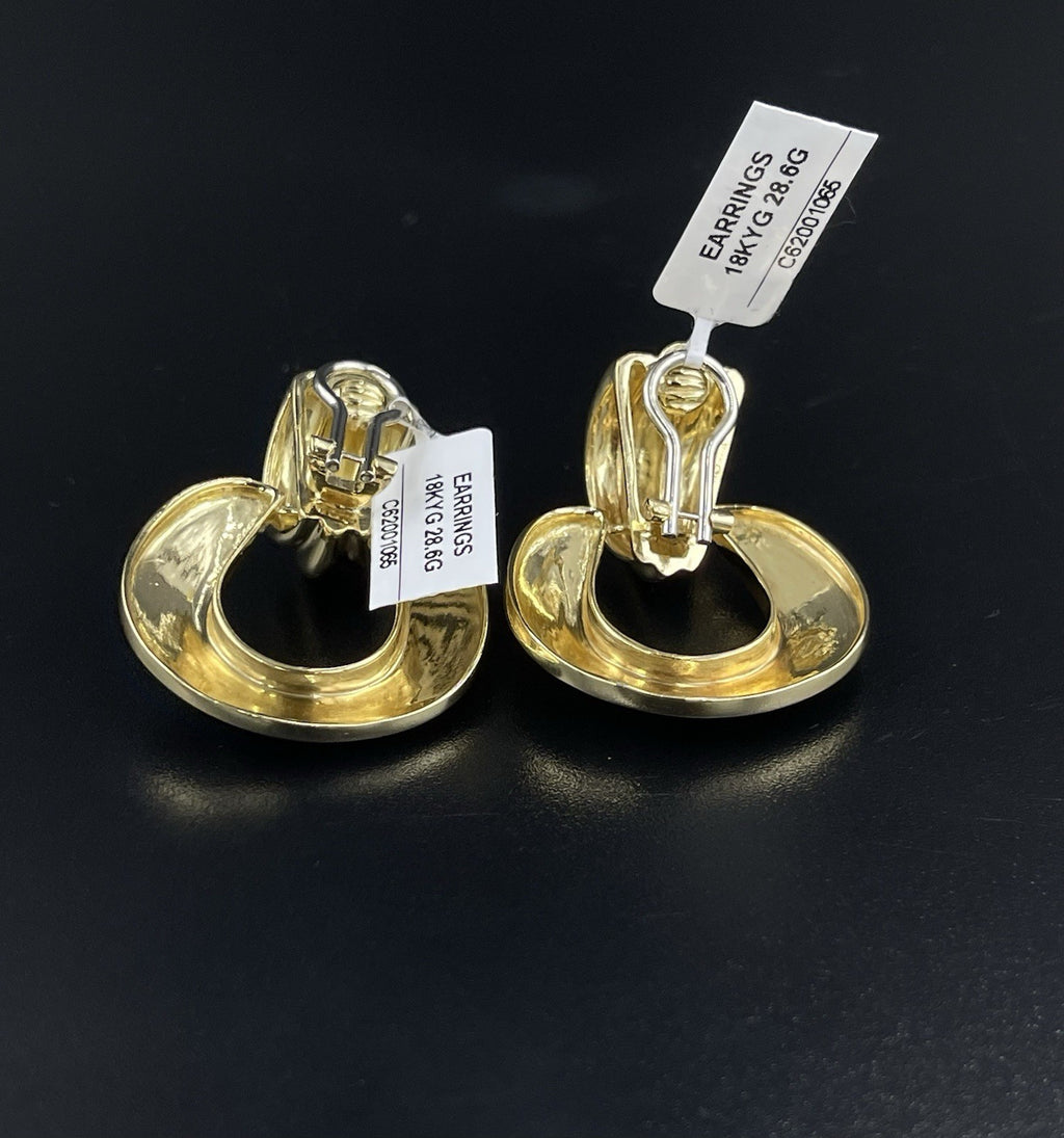 18K Gold Vintage Clip-On Earrings