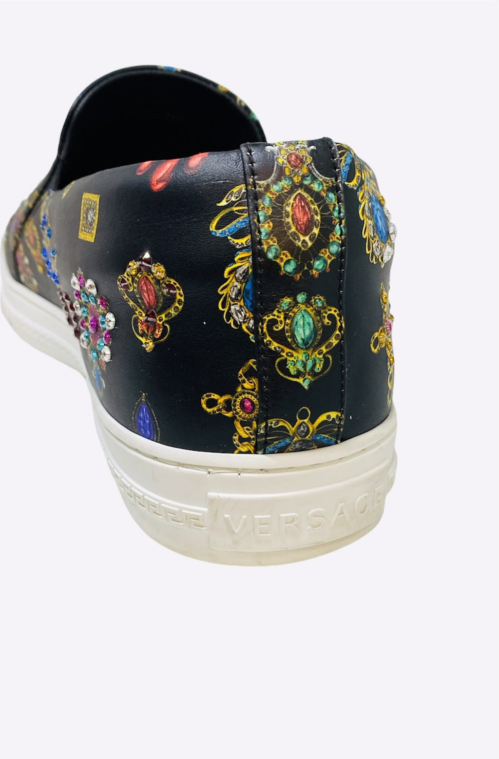 Versace Black Jewelry Print Slip-On