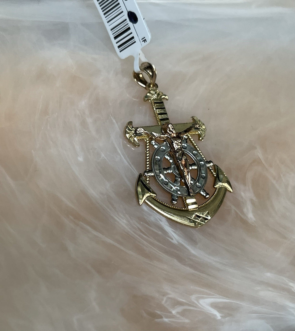 10K Tri-Color Gold Jesus Crucifix