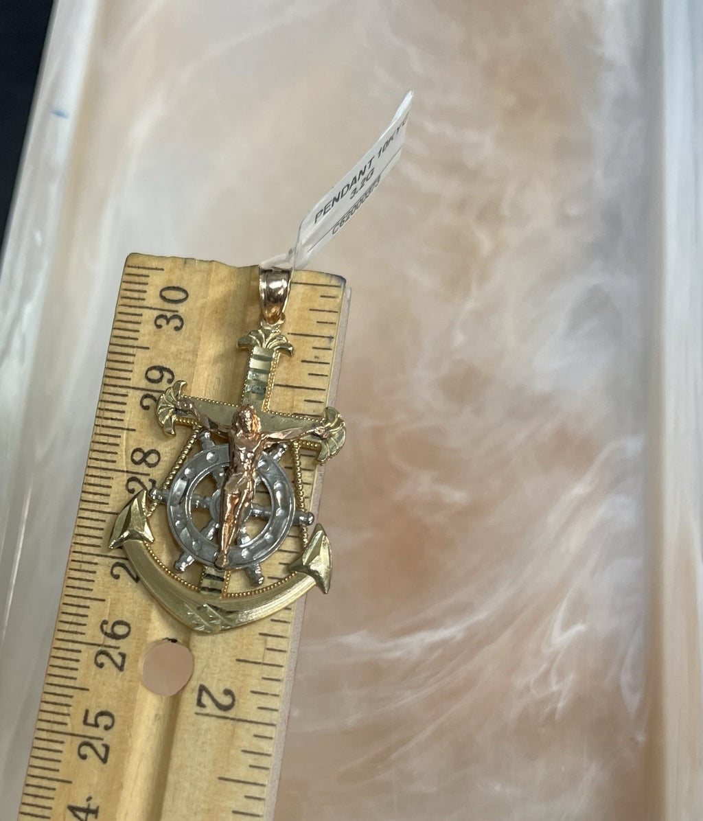 10K Tri-Color Gold Jesus Crucifix
