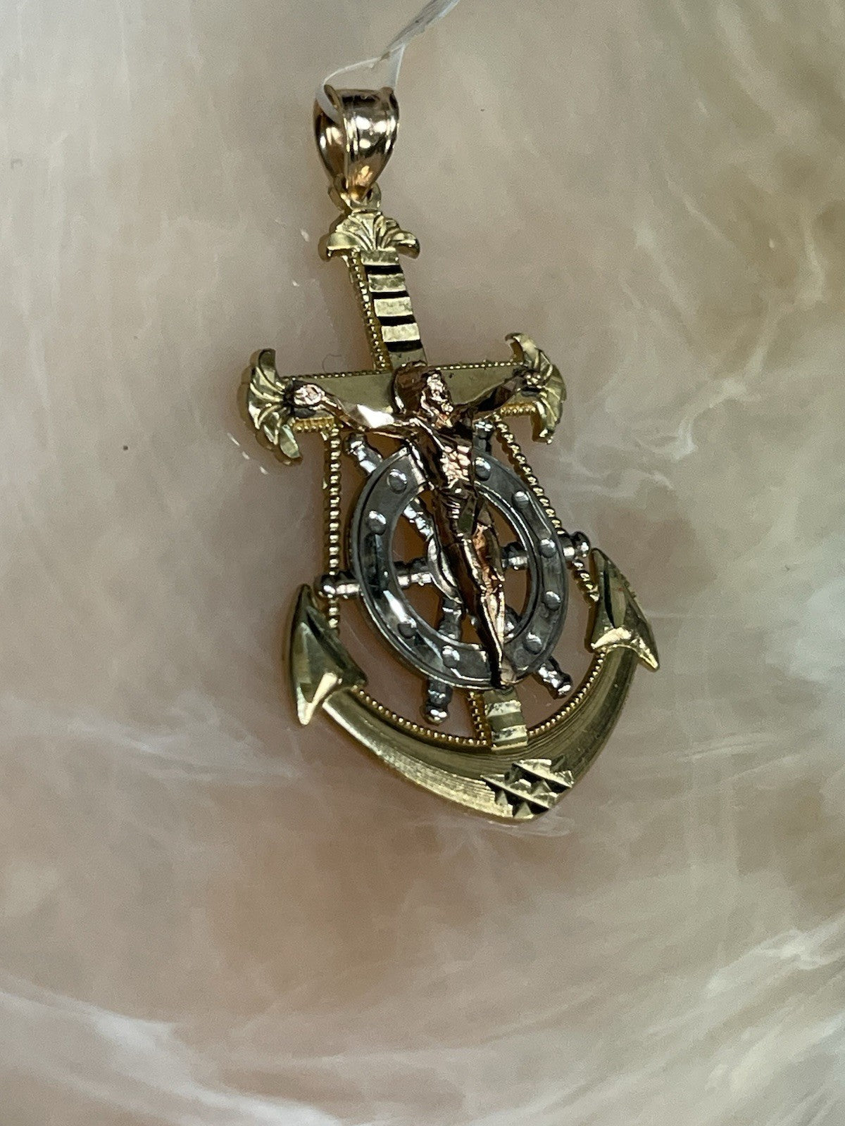 10K Tri-Color Gold Jesus Crucifix