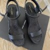 Saint Laurent Leather Platform Wedge Espadrille Sandals, size  41 - Image 2