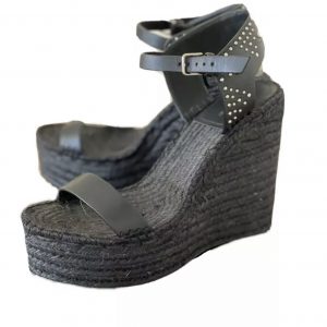 Saint Laurent Leather Platform Wedge Espadrille Sandals, size  41