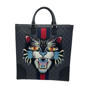 Gucci Angry Cat Convertible Web Tote GG Coated Canvas Tall Without Strap